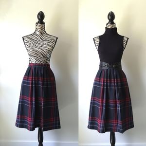 Vintage plaid wool blend A line skirt